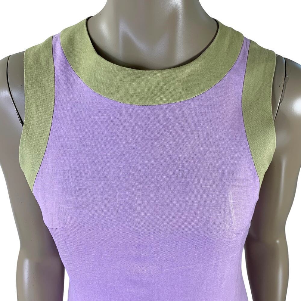 Harve Benard Vintage Linen Blend Sleeveless Sheath Pencil Dress Size 6 Lilac - Picture 6 of 14